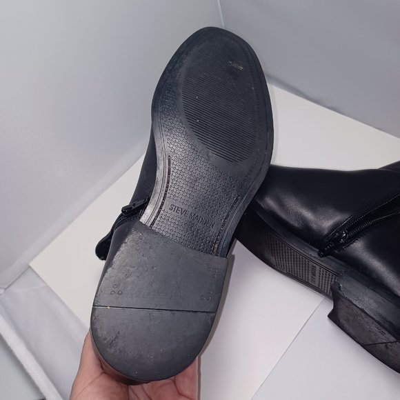 Steve Madden Black Leather Men's Zipper Ankle Boots size 9 - Picture 10 of 13